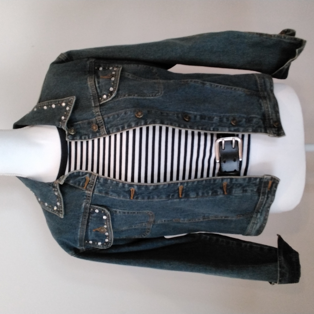 Willi Smith Misses Vintage Denim Jeweled Jean Jacket M